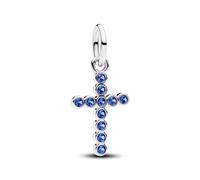 PANDORA Moments 794063C01 - Colgante de cruz de plata de ley con cristal artificial, compatible con ME y Moments
