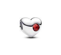 PANDORA Moments 794161C01 - Colgante de corazón con piedra roja grabable (plata de ley con cristal artificial)