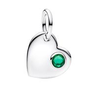 PANDORA Moments 794295C05 - Colgante de plata de ley con cristal artificial, grabado en forma de corazón y piedra verde