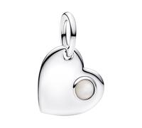 PANDORA Moments 794295C06 - Colgante de plata de ley con nácar artificial, compatible con ME y Moments, diseño de corazón y piedra blanca