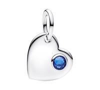 PANDORA Moments 794295C09 - Colgante de plata de ley con cristal artificial, grabado en forma de corazón y piedra azul, compatible con ME y Moments