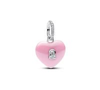 PANDORA Moments 794424C01 - Colgante de cerámica con forma de corazón de cerámica y circonita, compatible con Me y Moments, color rosa