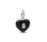 PANDORA Moments 794424C02 - Colgante de cerámica con forma de corazón de cerámica y circonita, compatible con Me y Moments, color negro mate