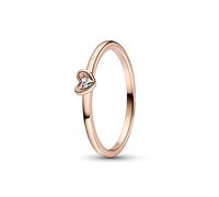 Pandora Moments Anillo con diseño de corazón radiante chapado en oro rosa de 14 quilates con circonitas cúbicas transparentes, talla 58