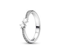 Pandora Moments Anillo con diseño de estrellas fugaces brillantes de plata de ley con circonitas cúbicas transparentes, talla 50