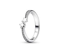 Pandora Moments Anillo con diseño de estrellas fugaces brillantes de plata de ley con circonitas cúbicas transparentes, talla 56