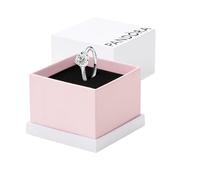 Pandora Moments Anillo con diseño de rosa de plata de ley con circonitas cúbicas transparentes, talla 50