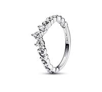 Pandora Moments Anillo con diseño de tiara real de plata de ley con circonitas cúbicas transparentes, talla 52