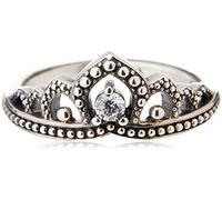 Pandora Moments Anillo con diseño de tiara real de plata de ley con circonitas cúbicas transparentes, talla 48
