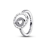 Pandora Moments Anillo Pandora Signature en plata de ley Logo Círculos Pavé 192316C01 56