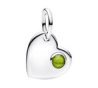 PANDORA Moments August 794295C08 - Colgante de plata de ley con cristal artificial, diseño de corazón grabado con piedra verde temprana