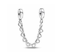 Pandora Cadena de Seguridad Corazones Enlazados en Plata de Ley | 5 cm