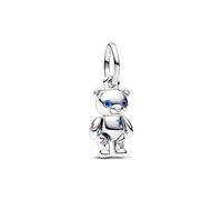 Pandora Moments Celestial Colgante con diseño de oso de peluche de plata de ley con elegante circonita cúbica rosa fantasía y cristal morado real y azul estelar
