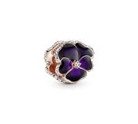 Pandora Moments Charm con un recubrimiento en oro rosa de 14k Flor Pensamiento Morado 780777C01