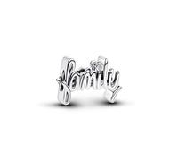 PANDORA Moments Charm de Escritura a Mano Family de Plata de Ley con Circonita, Compatible con Moments, 794250C01