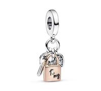 Pandora Moments Charms - Corazón de plata de ley y chapado en oro rosa de 14 quilates