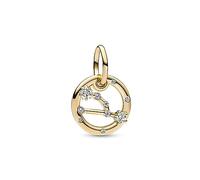 Pandora Moments Colgante chapado en oro de 14 quilates con dije con diseño de signo del Zodíaco con circonitas cúbicas transparentes
