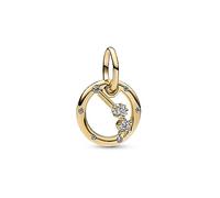 Pandora Moments Colgante chapado en oro de 14 quilates con dije con diseño de signo del Zodíaco con circonitas cúbicas transparentes
