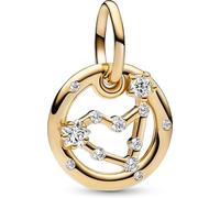 Pandora Moments Colgante chapado en oro de 14 quilates con dije con diseño de signo del Zodíaco con circonitas cúbicas transparentes