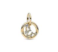 Pandora Moments Colgante chapado en oro de 14 quilates con dije con diseño de signo del Zodíaco con circonitas cúbicas transparentes