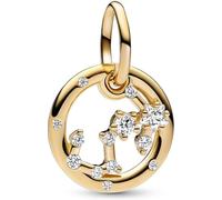 Pandora Moments Colgante chapado en oro de 14 quilates con dije con diseño de signo del Zodíaco con circonitas cúbicas transparentes