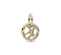 Pandora Moments Colgante chapado en oro de 14 quilates con dije con diseño de signo del Zodíaco con circonitas cúbicas transparentes