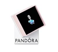 PANDORA Moments colgante charm de elefante azul de cristal de Murano en plata de primera ley con circonita cúbica, compatible con pulseras Moments, 793339C01