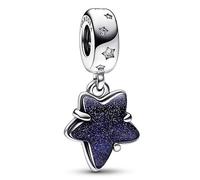 Pandora Moments Colgante con diseño de estrella de plata de ley con circonita cúbica transparente y cristal de Murano azul aventurina
