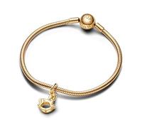 Pandora Moments Colgante con diseño de unicornio balancín chapado en oro de 14 quilates con circonitas cúbicas transparentes y esmalte blanco brillante