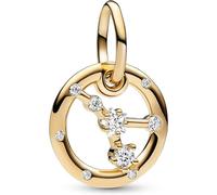 Pandora Moments Colgante con diseño del signo Cáncer del Zodíaco chapado en oro de 14 quilates con circonitas cúbicas transparentes
