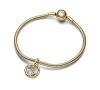 Pandora Moments Colgante con diseño del signo Piscis del Zodíaco chapado en oro de 14 quilates con circonitas cúbicas transparentes