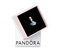 Pandora Moments Colgante de plata de ley con diseño de cangrejo ermitaño con cristal azul estelar y verde helado, circonitas cúbicas transparentes y esmalte azul que brilla en la oscuridad