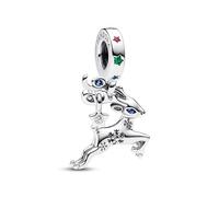 Pandora Moments Colgante de plata de ley con diseño de reno mágico con cristal azul estelar y verde real y circonitas cúbicas rojas y transparentes