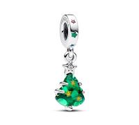 Pandora Moments Colgante de plata de ley con forma de árbol de Navidad con circonitas cúbicas transparentes y rojas, cristales en azul estelar, verde real y verde y esmalte dorado