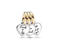 Pandora Moments Colgante divisible con diseño de 3 corazones en plata de ley y chapado en oro de 14 quilates