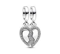 Pandora Moments Colgante divisible con diseño de corazón de plata de ley con circonita cúbica transparente