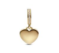 Pandora Moments Colgante grabable chapado en oro de 14 quilates con circonitas cúbicas transparentes