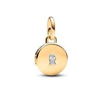 Pandora Moments Colgante grabable con diseño de cerradura chapado en oro de 14 quilates y con circonita cúbica transparente