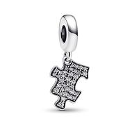 Pandora Moments Colgante grabable de plata de ley con diseño de pieza de rompecabezas con circonita cúbica transparente