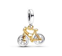 Pandora Moments Colgante movible con diseño de bicicleta de plata de ley y chapado en oro de 14 quilates con circonitas cúbicas transparentes