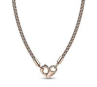 Pandora Moments Collar de cadena con tachuelas chapado en oro rosa de 14 quilates con cierre en forma de corazón, 45