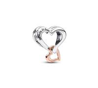 Pandora Moments Dije calado con diseño de corazón de plata de ley y chapado en oro de 14 quilates