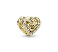 Pandora Moments Dije con diseño de corazón chapado en oro de 14 quilates con circonitas cúbicas transparentes