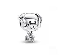 Pandora Moments Dije con diseño de perro de plata de ley con circonitas cúbicas transparentes
