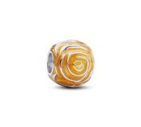 Pandora Moments Dije con diseño de rosa color amarillo de plata de ley con esmalte amarillo brillante transparente