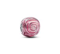 Pandora Moments Dije con diseño de rosa color rosa de plata de ley con esmalte rosa transparente