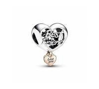 Pandora Moments Dije con inscripción «Best Friend» en plata de ley y chapado en oro rosa de 14 quilates