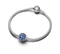 Pandora Moments Dije de plata de ley con cristal azul y circonita cúbica transparente
