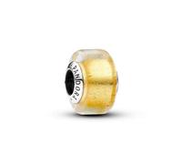Pandora Moments Dije de plata de ley con cristal de Murano transparente y lámina de oro de 24 quilates