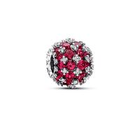 Pandora Moments Dije de plata de ley con diseño de cerezas con cristal rojo jubileo y circonita cúbica transparente